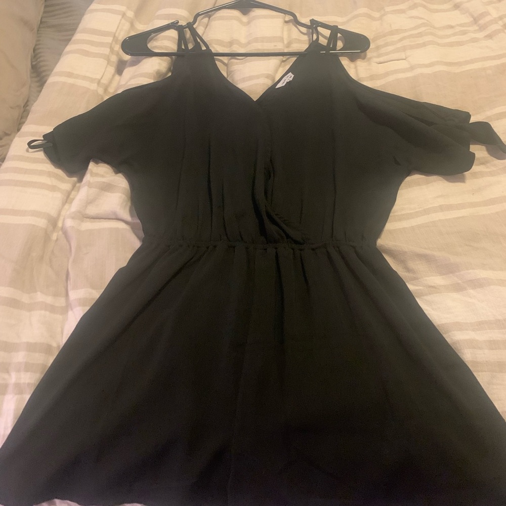 Cold shoulder black romper